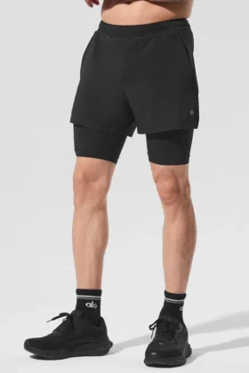 Pantaloncini 2 in 1 Revival da 5" - Nero/Nero