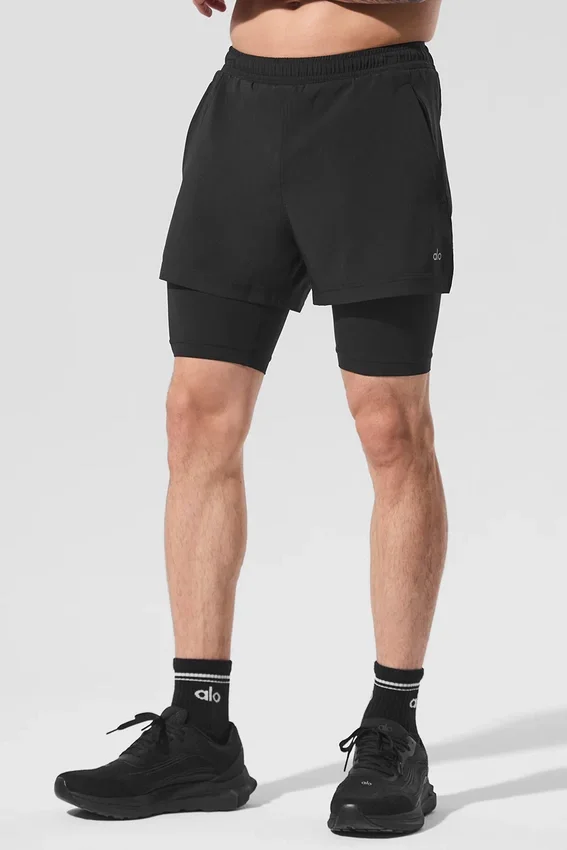 Pantaloncini 2 in 1 Revival da 5" - Nero/Nero
