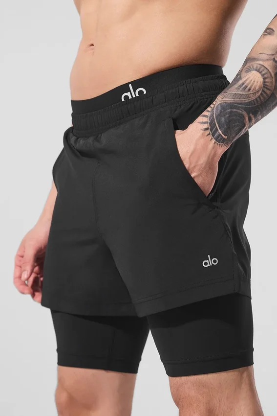 Pantaloncini 2 in 1 Revival da 5" - Nero/Nero