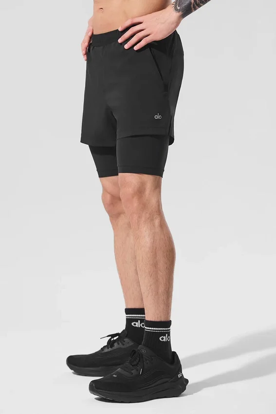 Pantaloncini 2 in 1 Revival da 5" - Nero/Nero