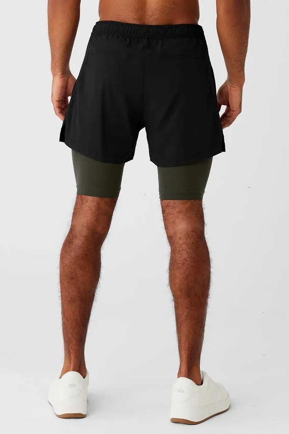 Pantaloncini 2 in 1 Revival da 5" - Nero/Verde Stealth