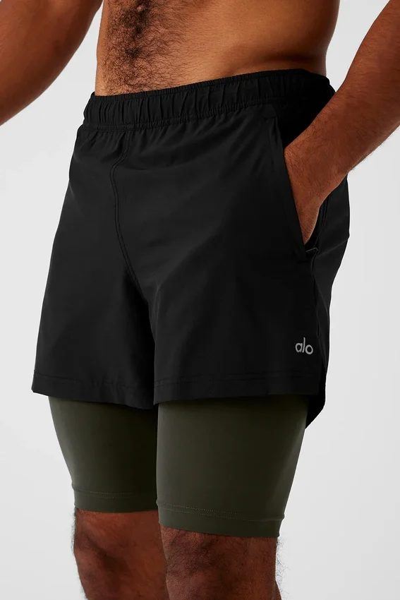 Pantaloncini 2 in 1 Revival da 5" - Nero/Verde Stealth