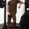 Pantaloncini a maniche corte con collo rotondo Conquer Reform - Espresso