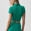 Pantaloncini a maniche corte con zip integrale Alo Softsculpt - Emerald Isle