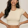 Pantaloncini a maniche corte in cotone e cashmere “My Serve” - Beige sabbia/Bianco