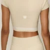 Pantaloncini a maniche corte in cotone e cashmere “My Serve” - Beige sabbia/Bianco