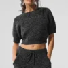 Pantaloncini a maniche corte in melange - Nero melange