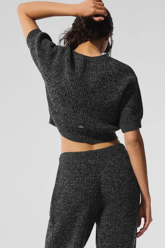 Pantaloncini a maniche corte in melange - Nero melange
