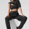 Pantaloncini a maniche corte in melange - Nero melange