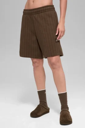 Pantaloncini a righe sottili da 7" - Righe sottili color espresso