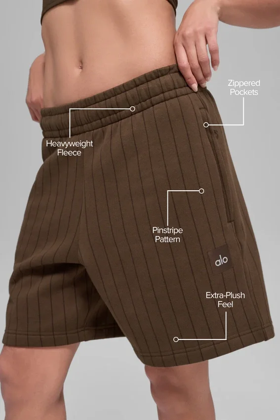 Pantaloncini a righe sottili da 7" - Righe sottili color espresso