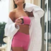 Pantaloncini a vita bassa con orlo ripiegato Alo Softsculpt da 3" - Rosa Paradiso