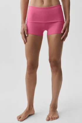 Pantaloncini a vita bassa con orlo ripiegato Alo Softsculpt da 3″ – Rosa Paradiso