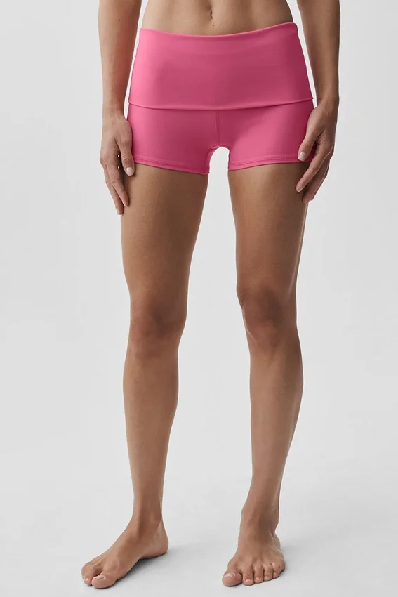Pantaloncini a vita bassa con orlo ripiegato Alo Softsculpt da 3" - Rosa Paradiso