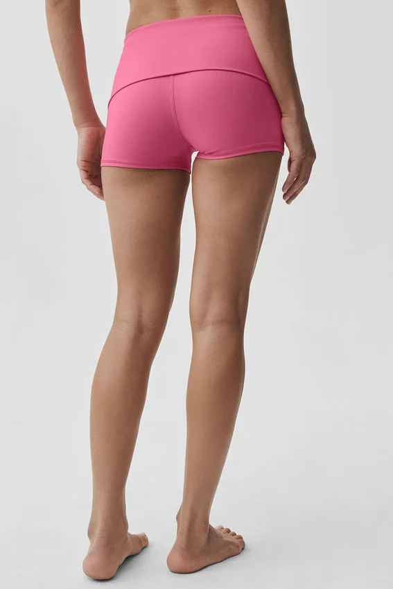 Pantaloncini a vita bassa con orlo ripiegato Alo Softsculpt da 3" - Rosa Paradiso