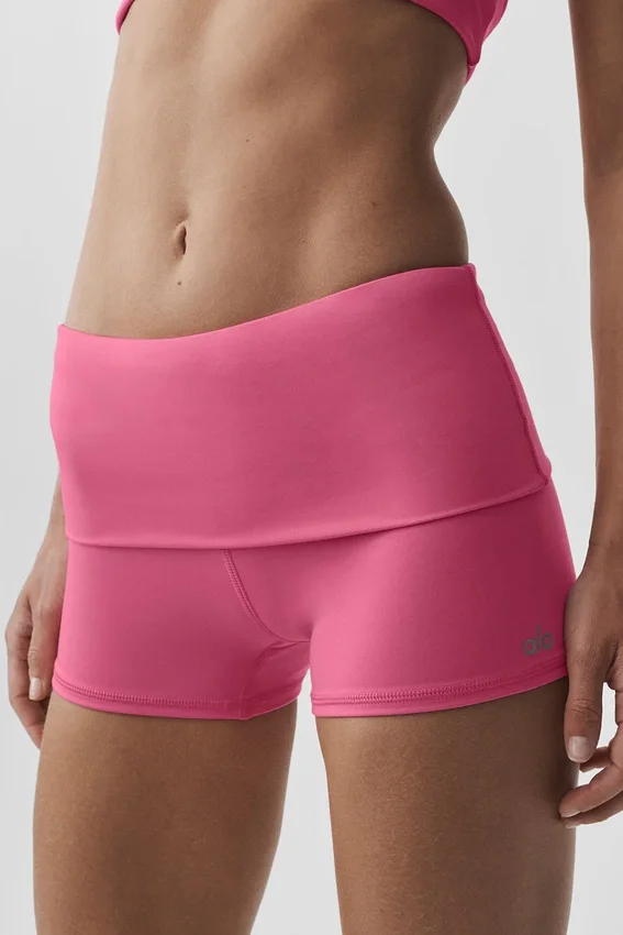 Pantaloncini a vita bassa con orlo ripiegato Alo Softsculpt da 3" - Rosa Paradiso