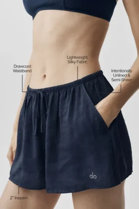 Pantaloncini a vita media semi-trasparenti Golden Hour – Blu navy