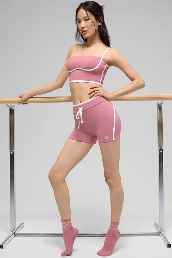Pantaloncini Airbrush Race Pace High-Waist da 4" - Rosa selvatico/Bianco
