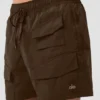 Pantaloncini cargo da escursione in nylon stropicciato da 7" - Espresso