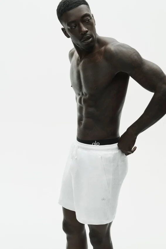 Pantaloncini Coastal in jersey di lino da 7" - Bianco