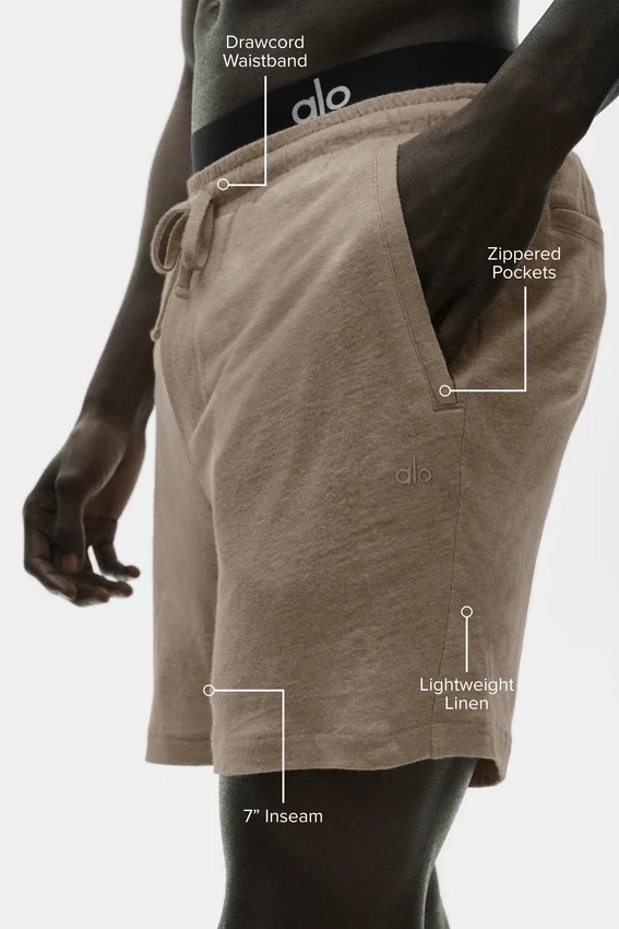 Pantaloncini Coastal in jersey di lino da 7" - Gravel