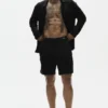 Maglia a maniche lunghe in jersey di lino Coastal con bottoni - Nero