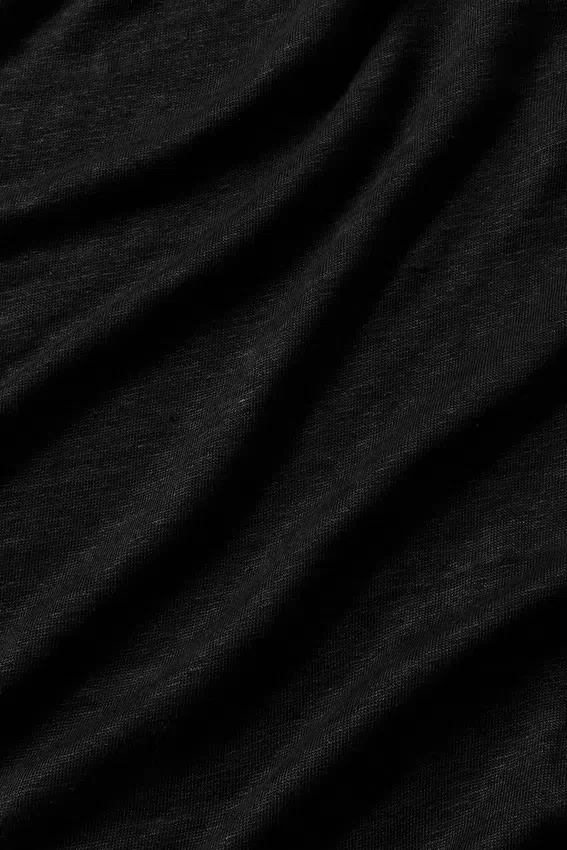 Maglia a maniche lunghe in jersey di lino Coastal con bottoni - Nero
