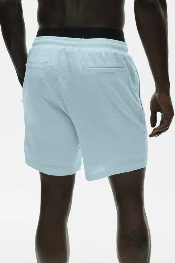 Pantaloncini Coastal in jersey di lino da 7" - Seaside Blue