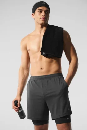 Pantaloncini Conquer React 2-in-1 Performance - Antracite/Nero
