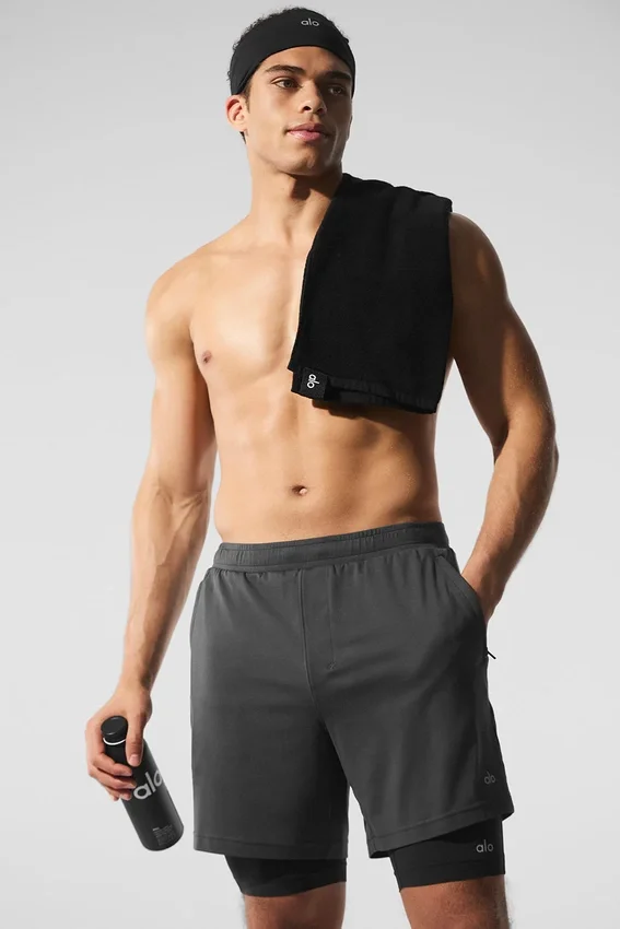 Pantaloncini Conquer React 2-in-1 Performance - Antracite/Nero