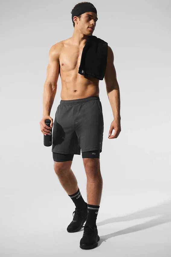 Pantaloncini Conquer React 2-in-1 Performance - Antracite/Nero