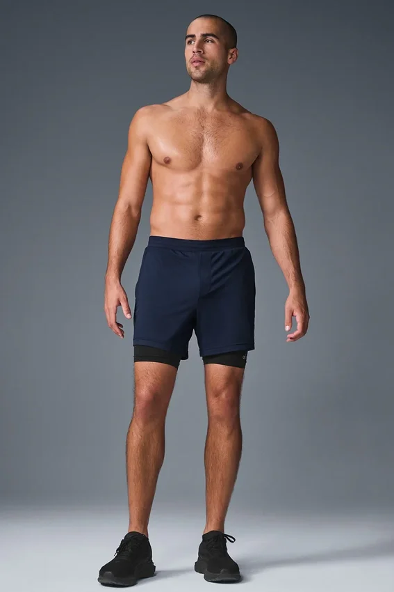 Pantaloncini Conquer React 2-in-1 Performance - Blu navy/Nero