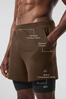 Pantaloncini Conquer React 2-in-1 Performance – Espresso/Nero