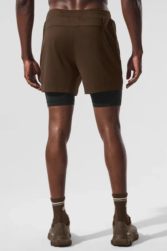 Pantaloncini Conquer React 2-in-1 Performance - Espresso/Nero