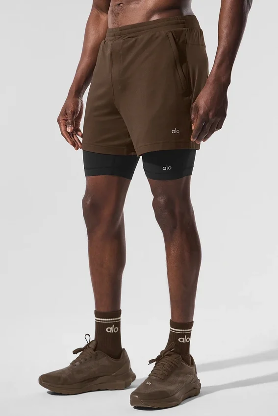 Pantaloncini Conquer React 2-in-1 Performance - Espresso/Nero