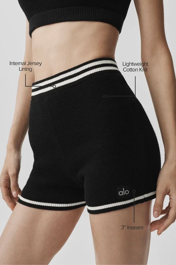 Pantaloncini cortissimi in maglia Tennis Club Sweater - Nero/Avorio