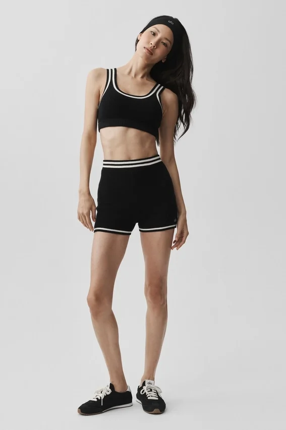 Pantaloncini cortissimi in maglia Tennis Club Sweater - Nero/Avorio