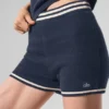 Pantaloncini cortissimi in maglia tipo maglione Tennis Club - Blu navy/Avorio