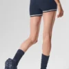 Pantaloncini cortissimi in maglia tipo maglione Tennis Club - Blu navy/Avorio