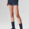 Pantaloncini cortissimi in maglia tipo maglione Tennis Club - Blu navy/Avorio