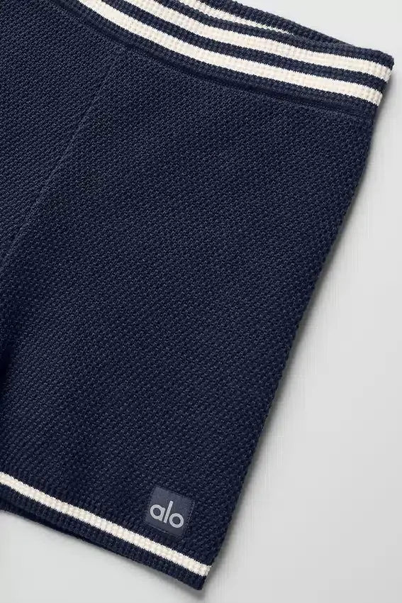 Pantaloncini cortissimi in maglia tipo maglione Tennis Club - Blu navy/Avorio