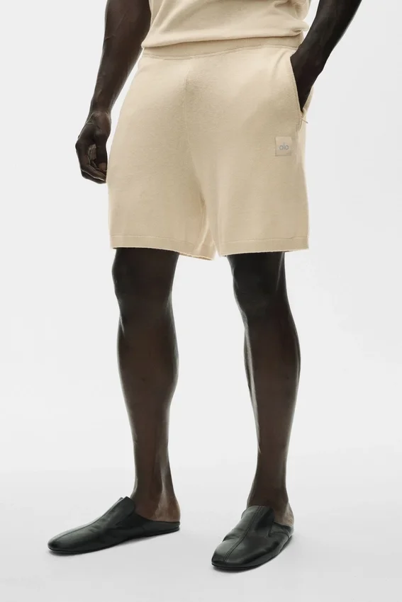 Pantaloncini da 7" in cotone e cashmere Ever Soft - Beige sabbia