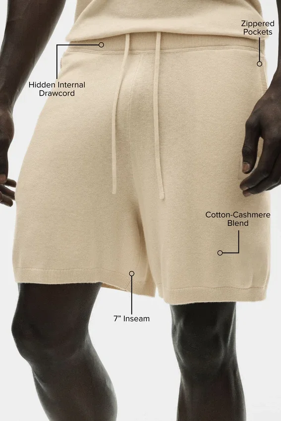 Pantaloncini da 7" in cotone e cashmere Ever Soft - Beige sabbia