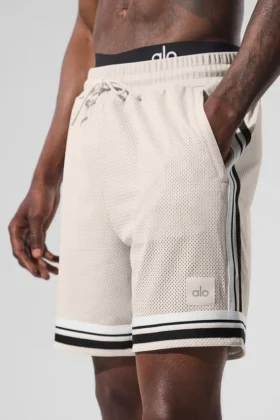 Pantaloncini da basket in rete Key da 7″ – Colore Bone