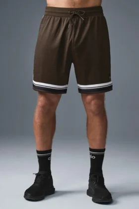 Pantaloncini da basket in rete Key da 7" - Espresso