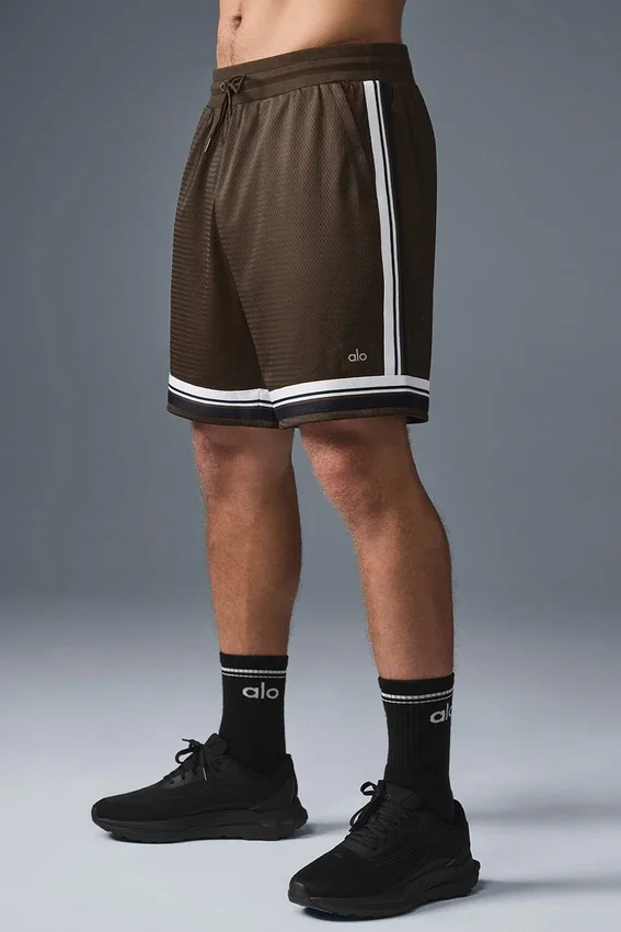 Pantaloncini da basket in rete Key da 7" - Espresso