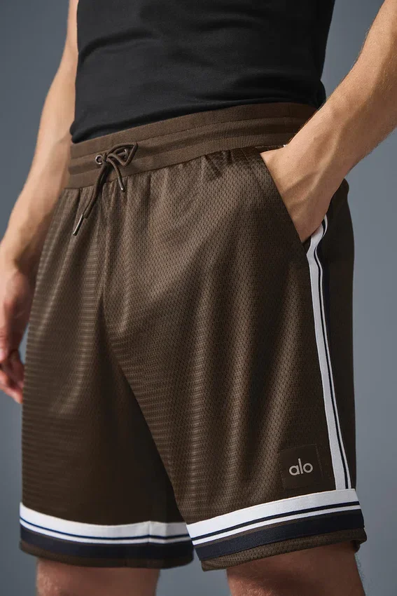 Pantaloncini da basket in rete Key da 7" - Espresso