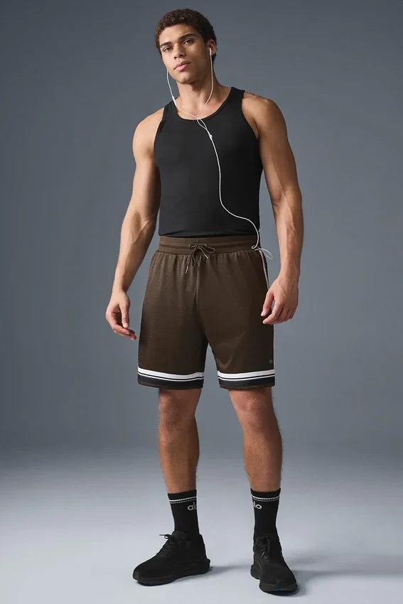 Pantaloncini da basket in rete Key da 7" - Espresso