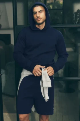 Pantaloncini da casa a trama a nido d’ape da 7" - Blu navy