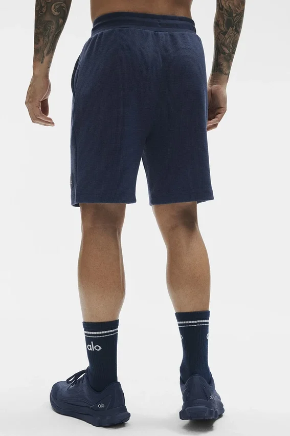 Pantaloncini da casa a trama a nido d’ape da 7" - Blu navy